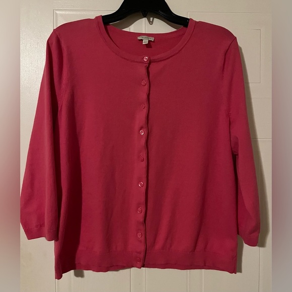 Women’s Talbots Pink Button‎ Up Cardigan Size Petite XL 3/4 sleeve - Picture 1 of 5